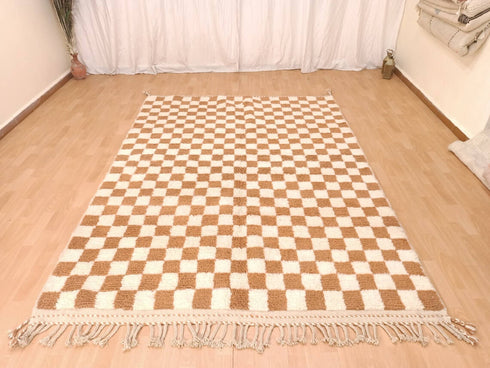 Authentic Moroccan Checkered Wool Rug – Beni Ouarain Design